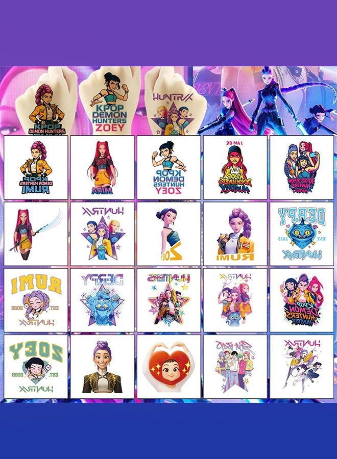 Organizer Sheets Kpop Demon Temporary Tattoos for Kids. Cartoon K.p.o.p H.u.n.te.rs Birthday Party Favors Gifts for Girl Boys Home Activity Class Prizes Carnival Christmas Rewards - Image 3